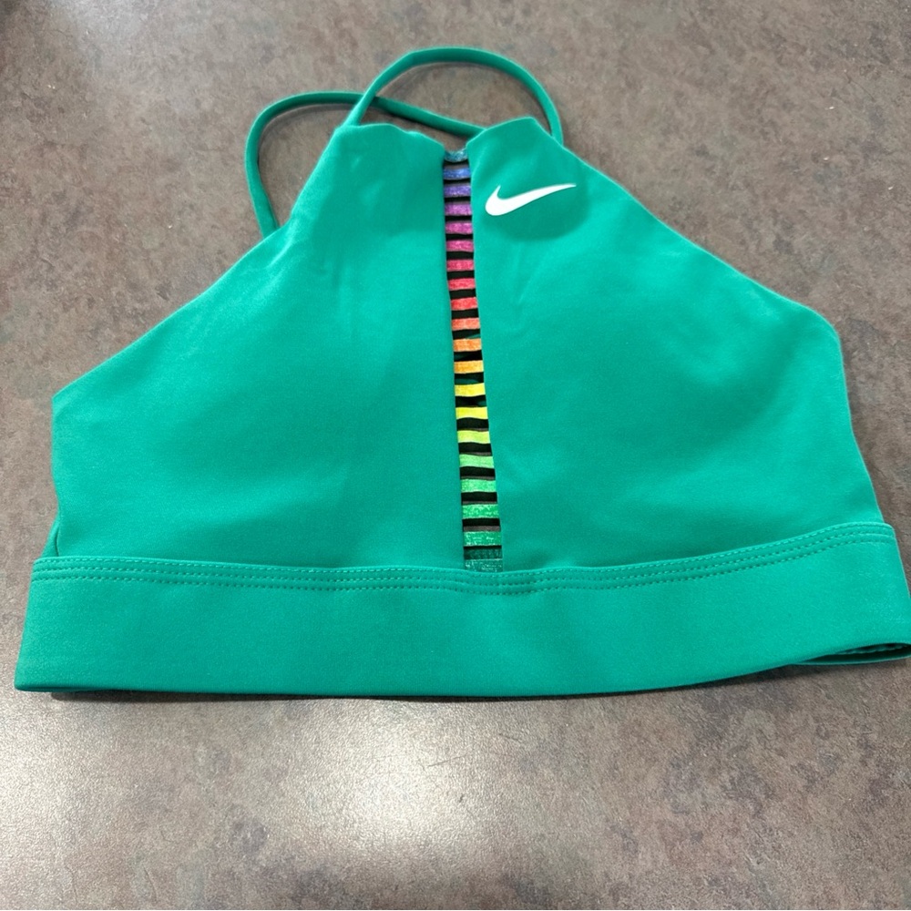 Nike Girls Green Sports Bra with Halter Neckline